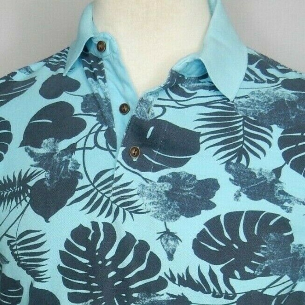 7 Diamonds Men's Blue Maxwell Tropical Print Polo
